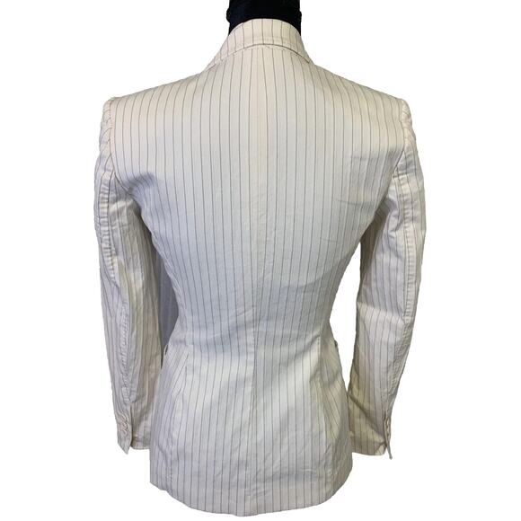Vtg Anne Klein Blazer Womens Size 2 White w/ Stripes Shoulder Pads Sport Coat - Picture 2 of 14